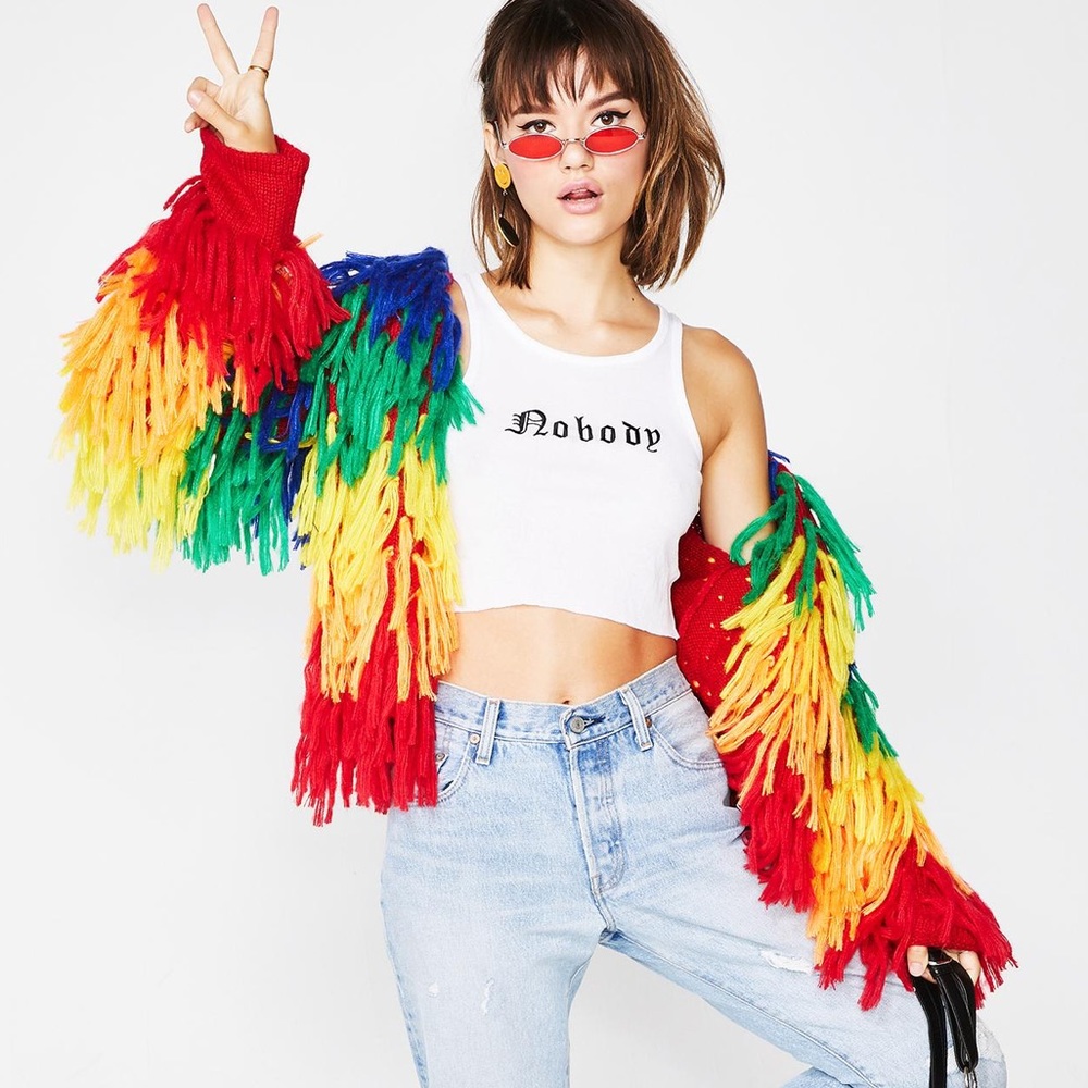 Shaggy rainbow sweater 🌈